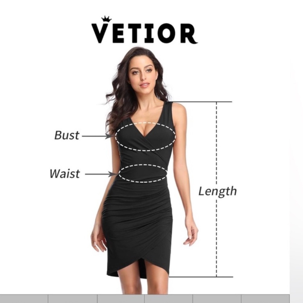 Vetior Black Wrap Dress/ Great dress for casual business or party Bodycon XL
